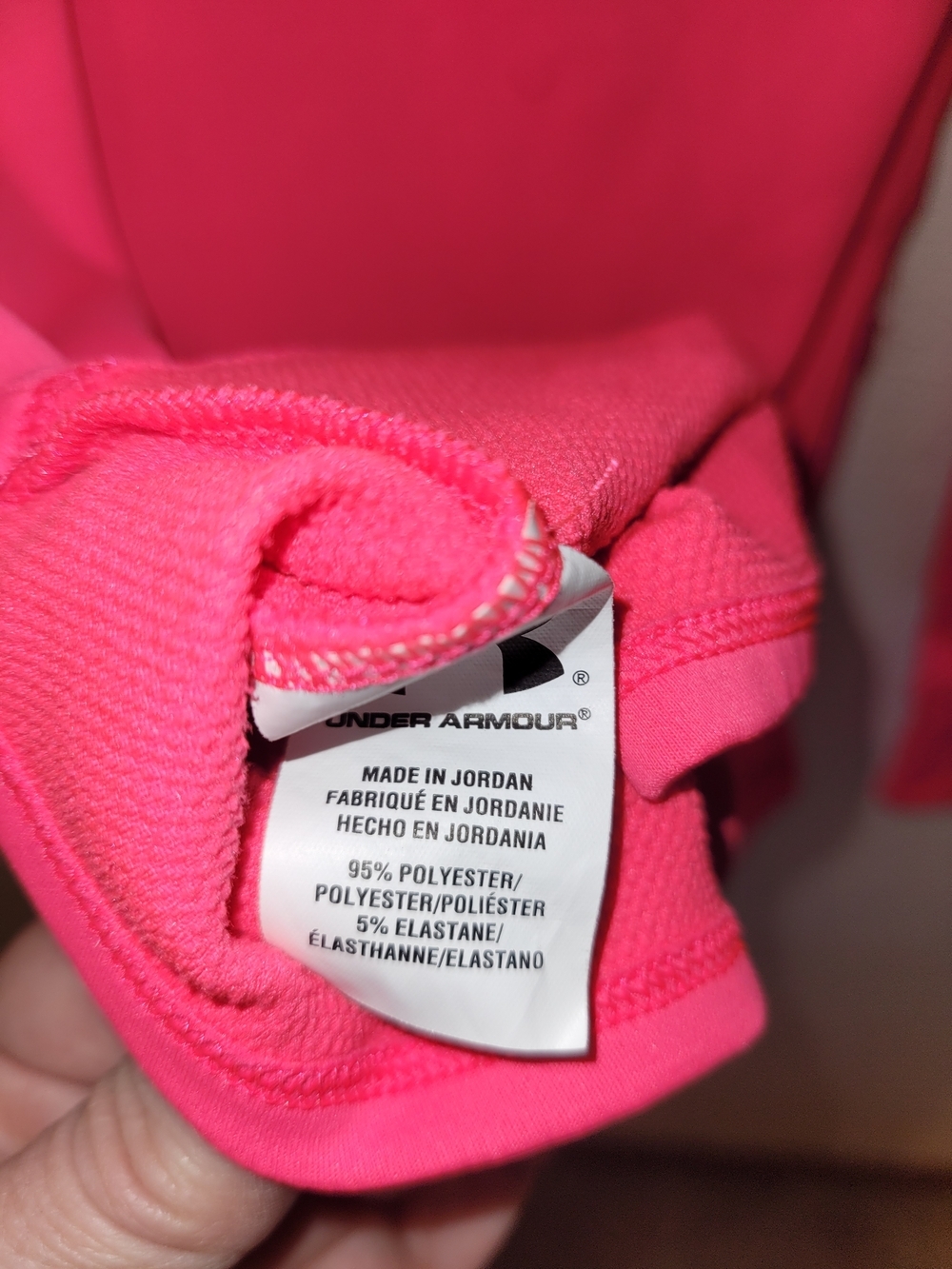 Under Armour Pink Womans 1/4 Zip Pullover Shirt Thumb Holes Fitted Cold Gear - Picture 5 of 5